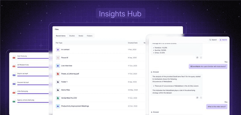 Entropik's Insights Hub Dashboard