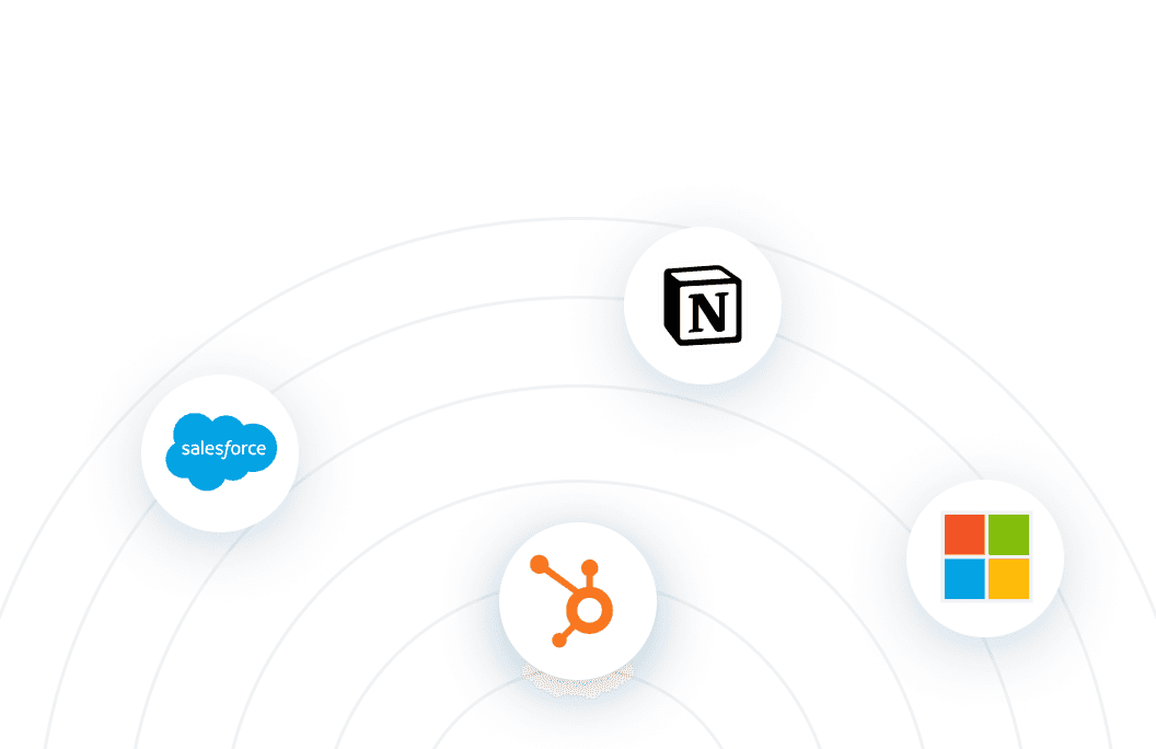 Logos of tools outward, illustrating easy integration with no engineering required.