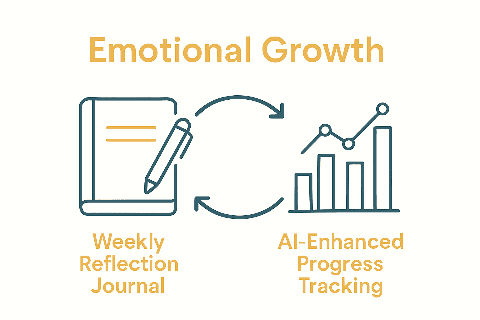 Infographic comparing journal reflection and AI-assisted tracking for emotional intelligence growth