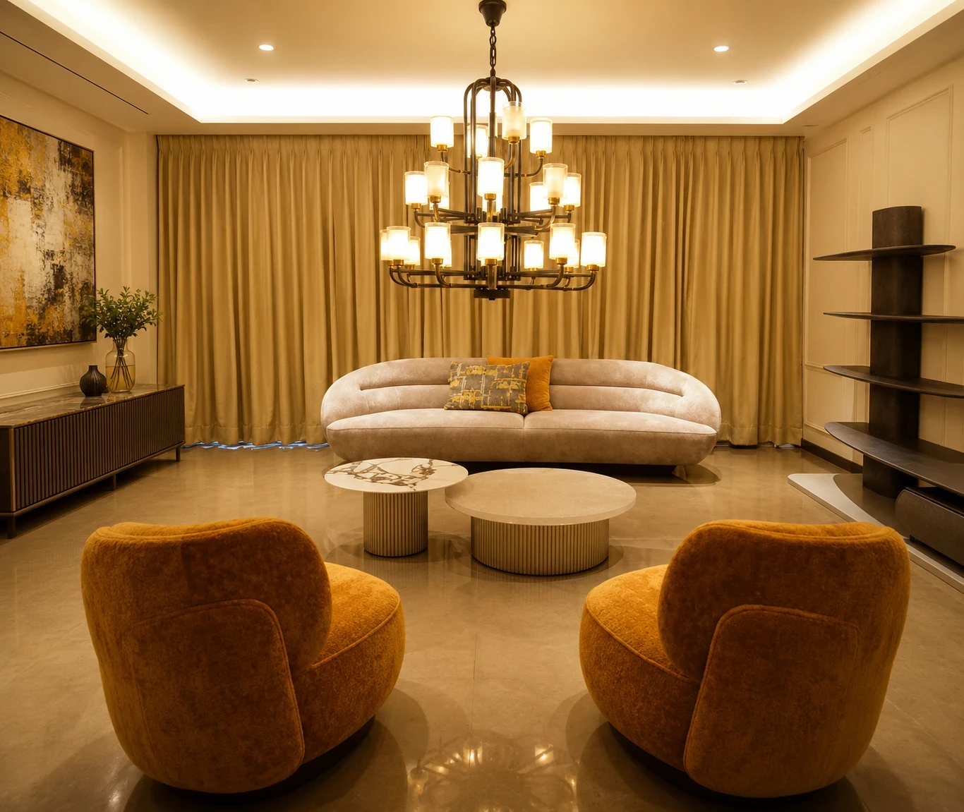Cinematic portrait in a dark interior