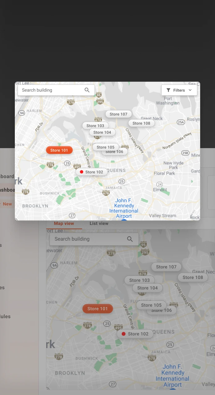 Portfolio map showing HVAC asset health and active issues across multiple sites