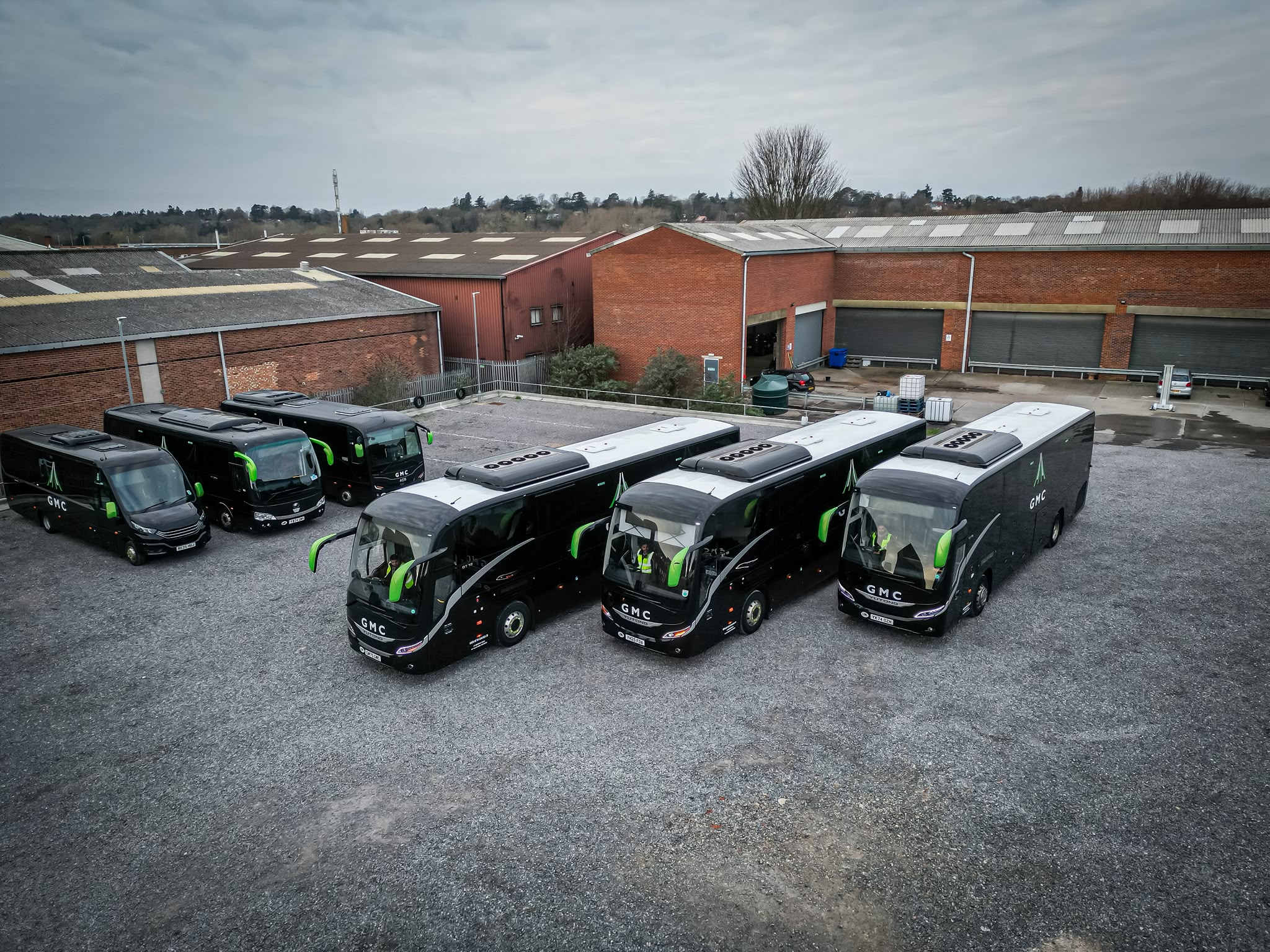 Green Metro Coaches fleet at its Reading depot.