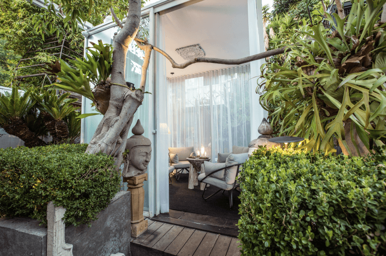 Alternate entry from the natural area at the Woods WeHo dispensary.