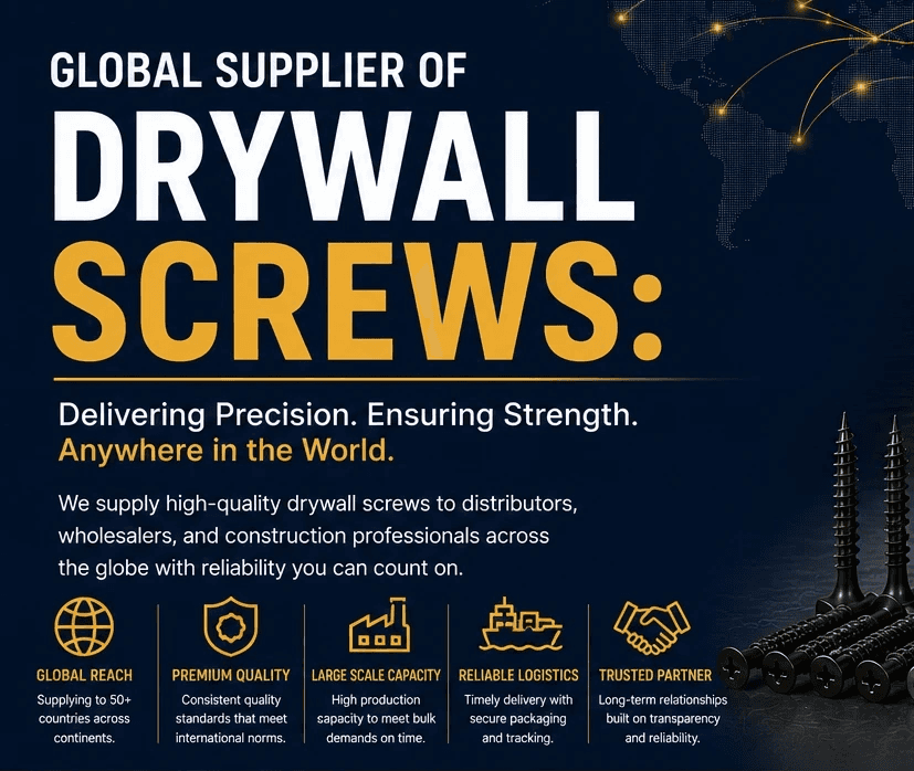 India's best drywall screw company thumbnail featuring premium drywall screws, gypsum boards, and metal framing for construction projects.