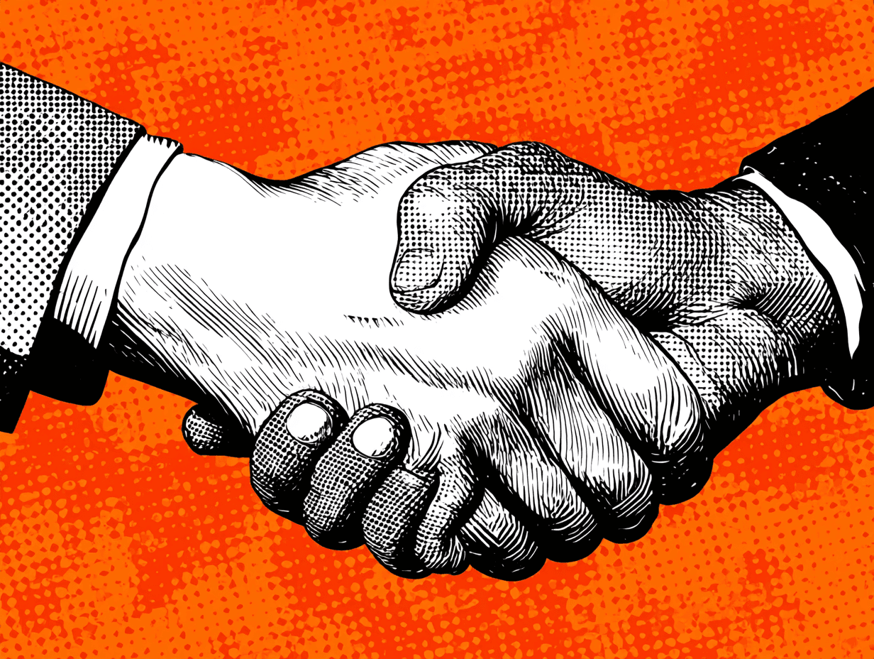 Closeup Of Two Hands Shaking Hands In St