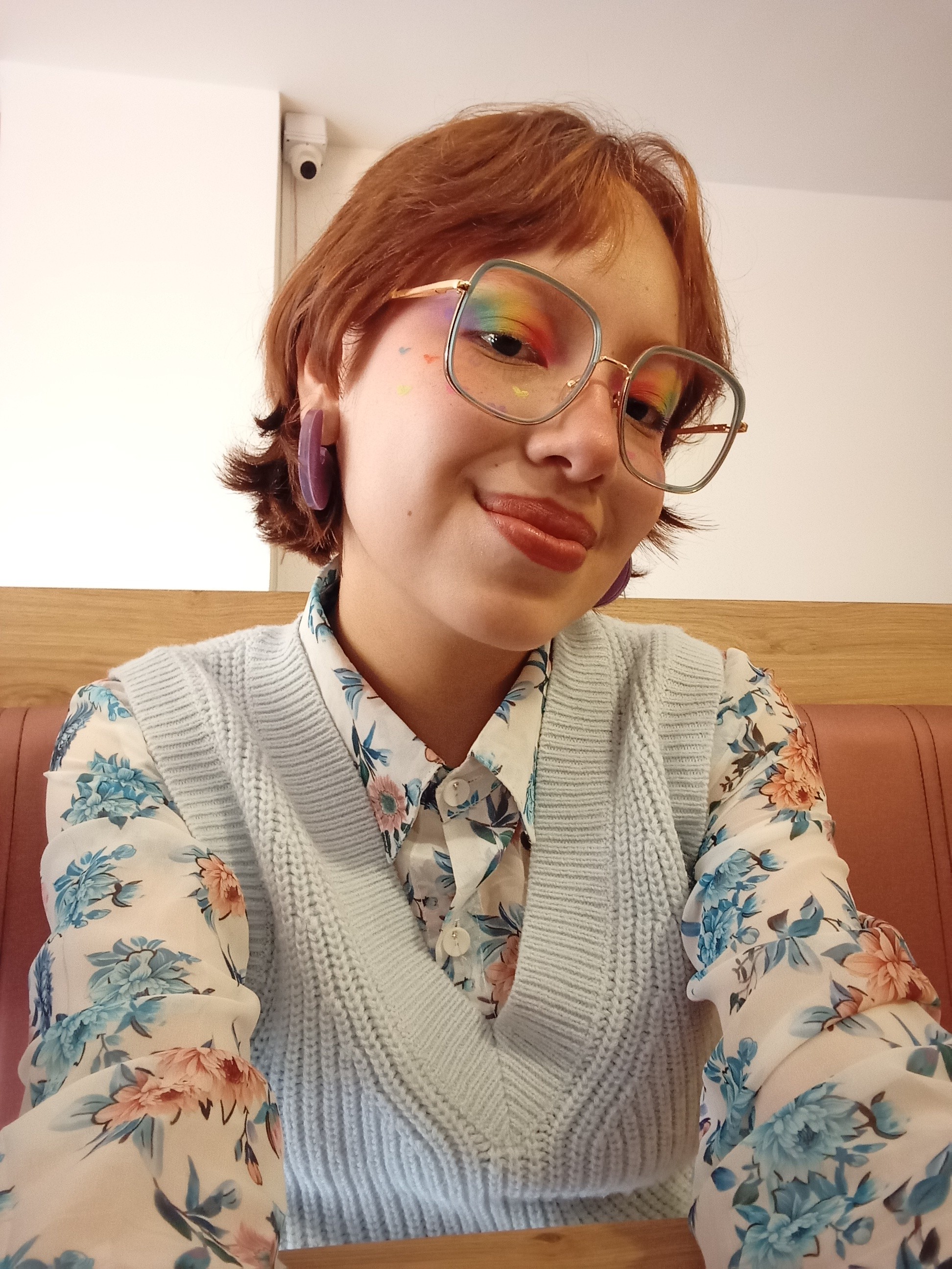 A young girl smiling