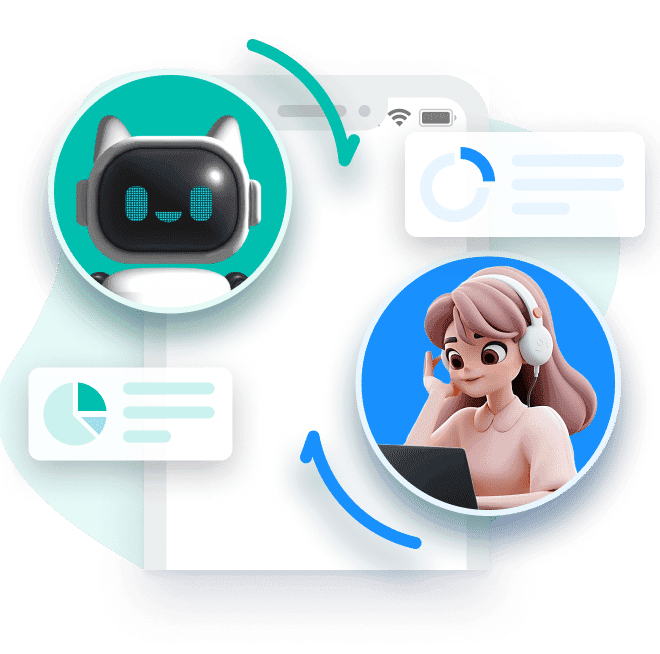 AI Chatbot customer service conversation about order status and new product availability.
