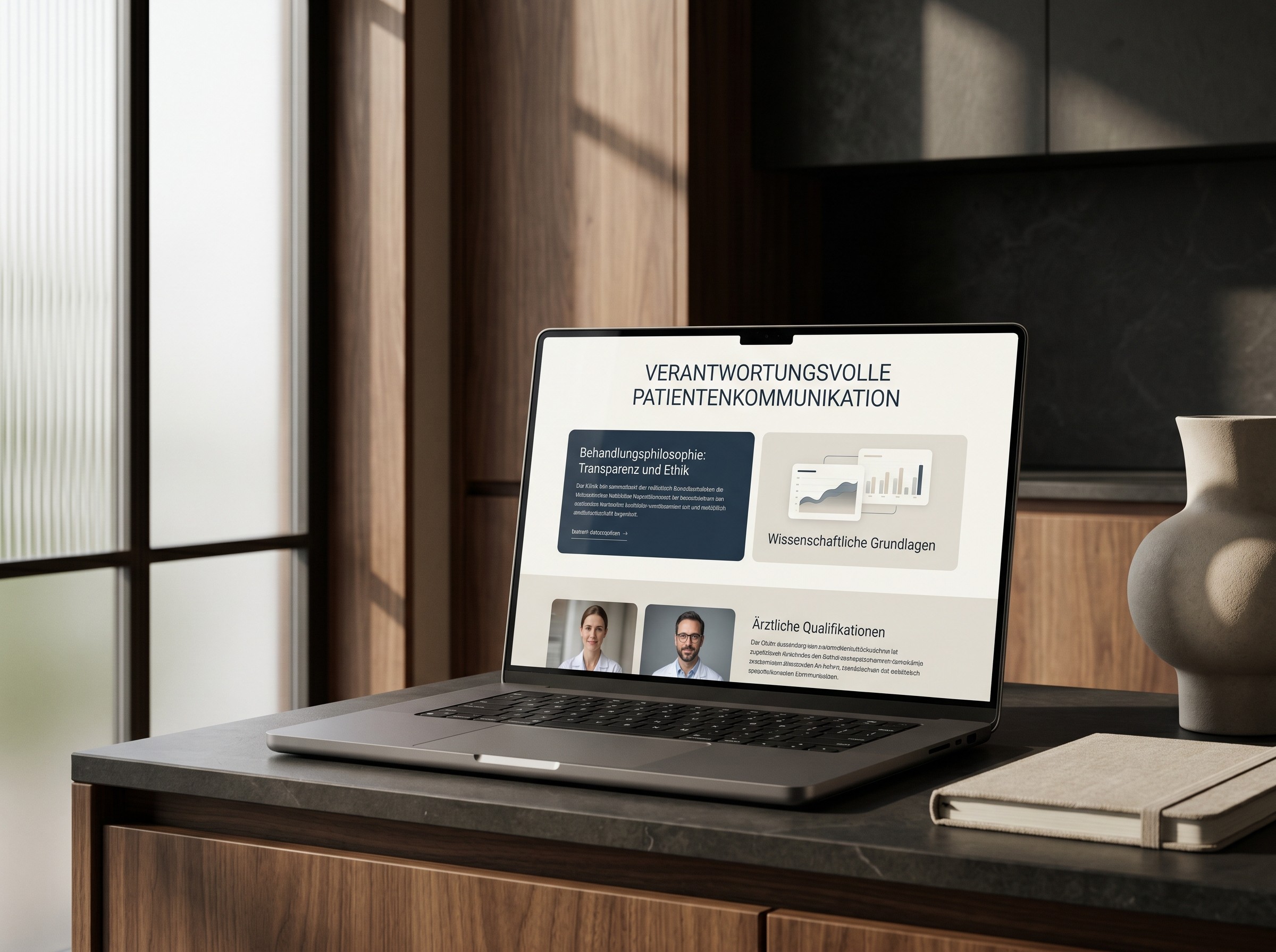 Emotionale Präsentation medizinischer Leistungen auf moderner Praxis Website