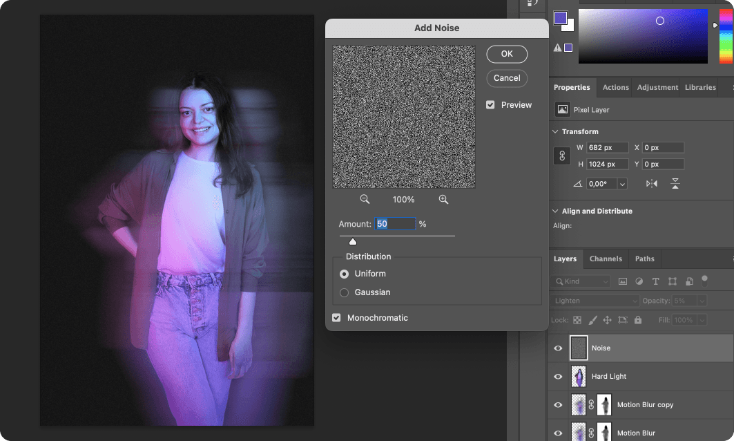 Photoshop UI add grain