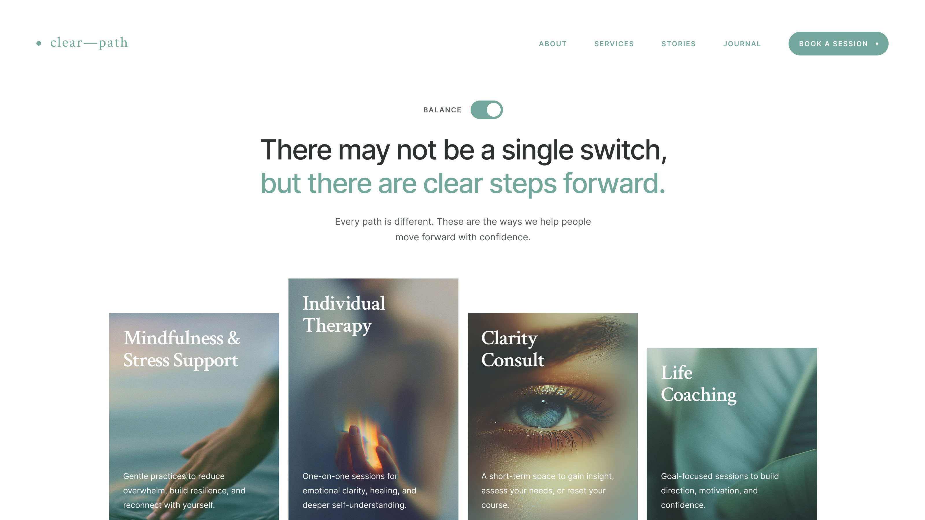 ClearPath website template for personal growth professionals