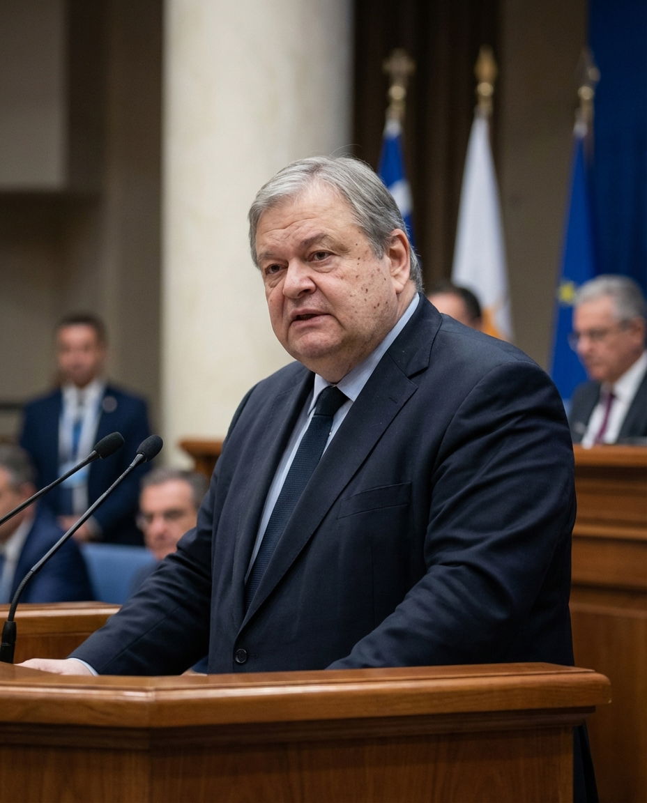 Evangelos Venizelos in a formal political environment during a constitutional discussion.