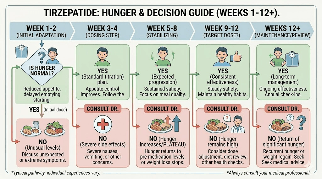 When to contact your doctor about hunger on tirzepatide timeline guide