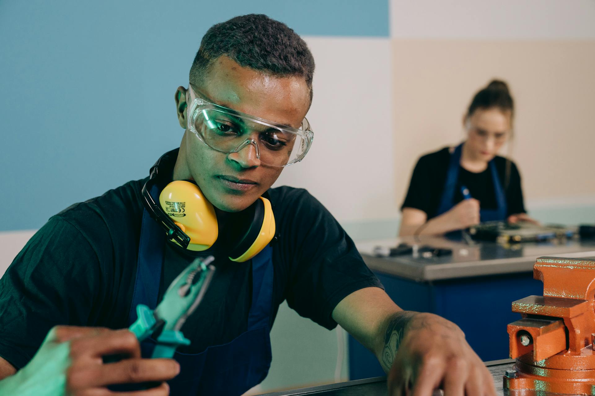 Man repairing laptop