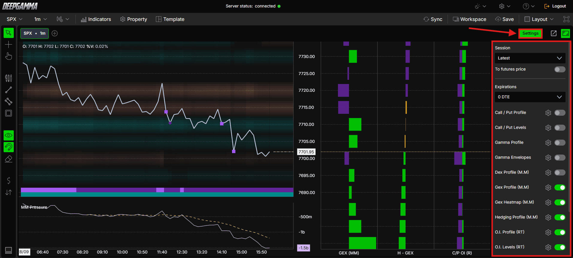 DeepGamma Web - Platform Overview. Settings Quick Bar screenshot 14.