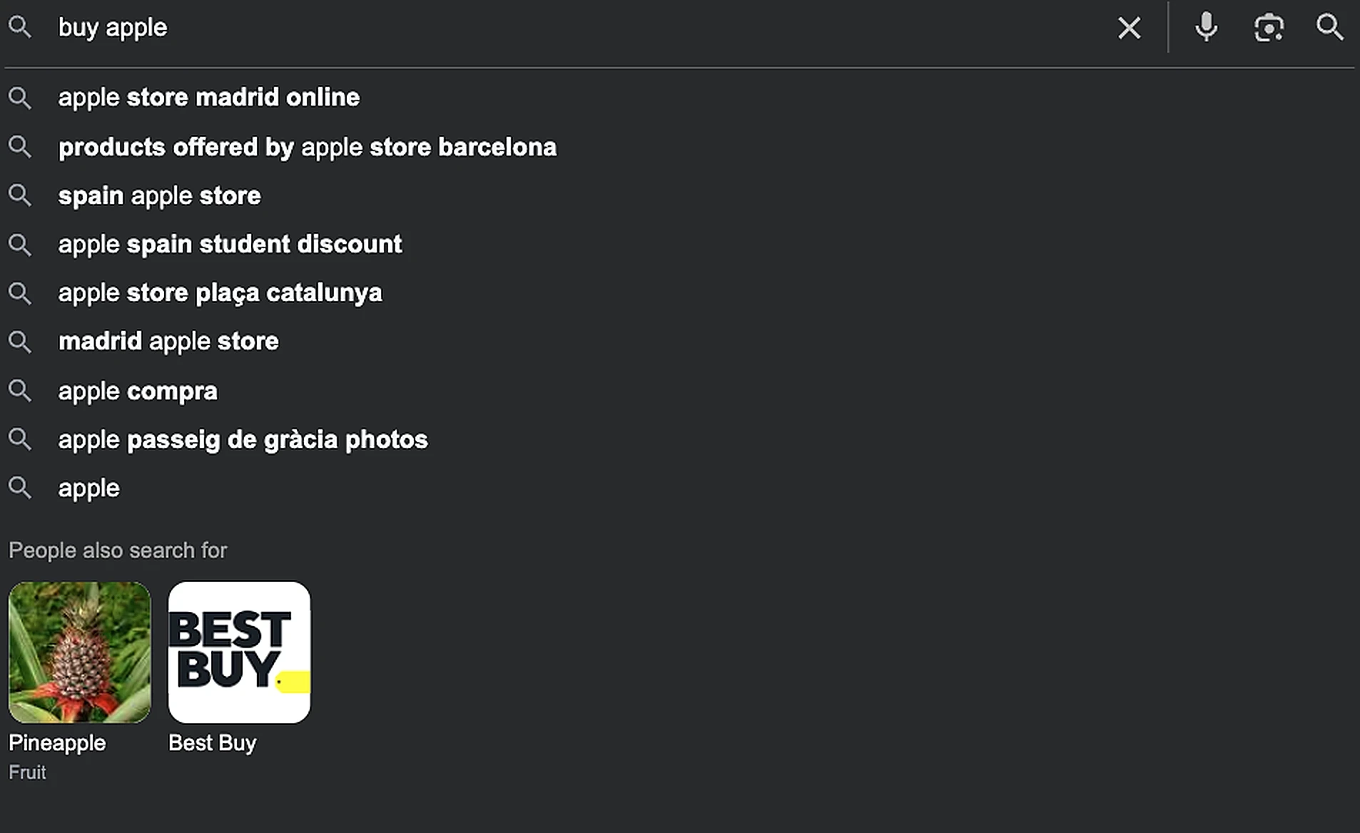 search intent explained using an example from Google