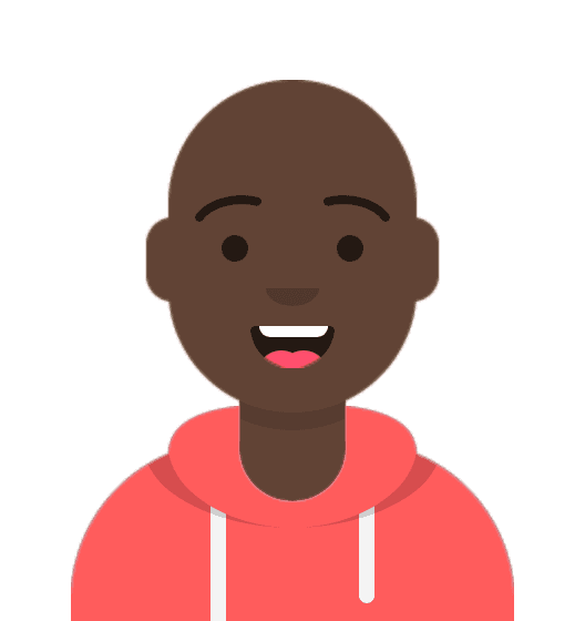 User persona avatar. Male with red shirt.