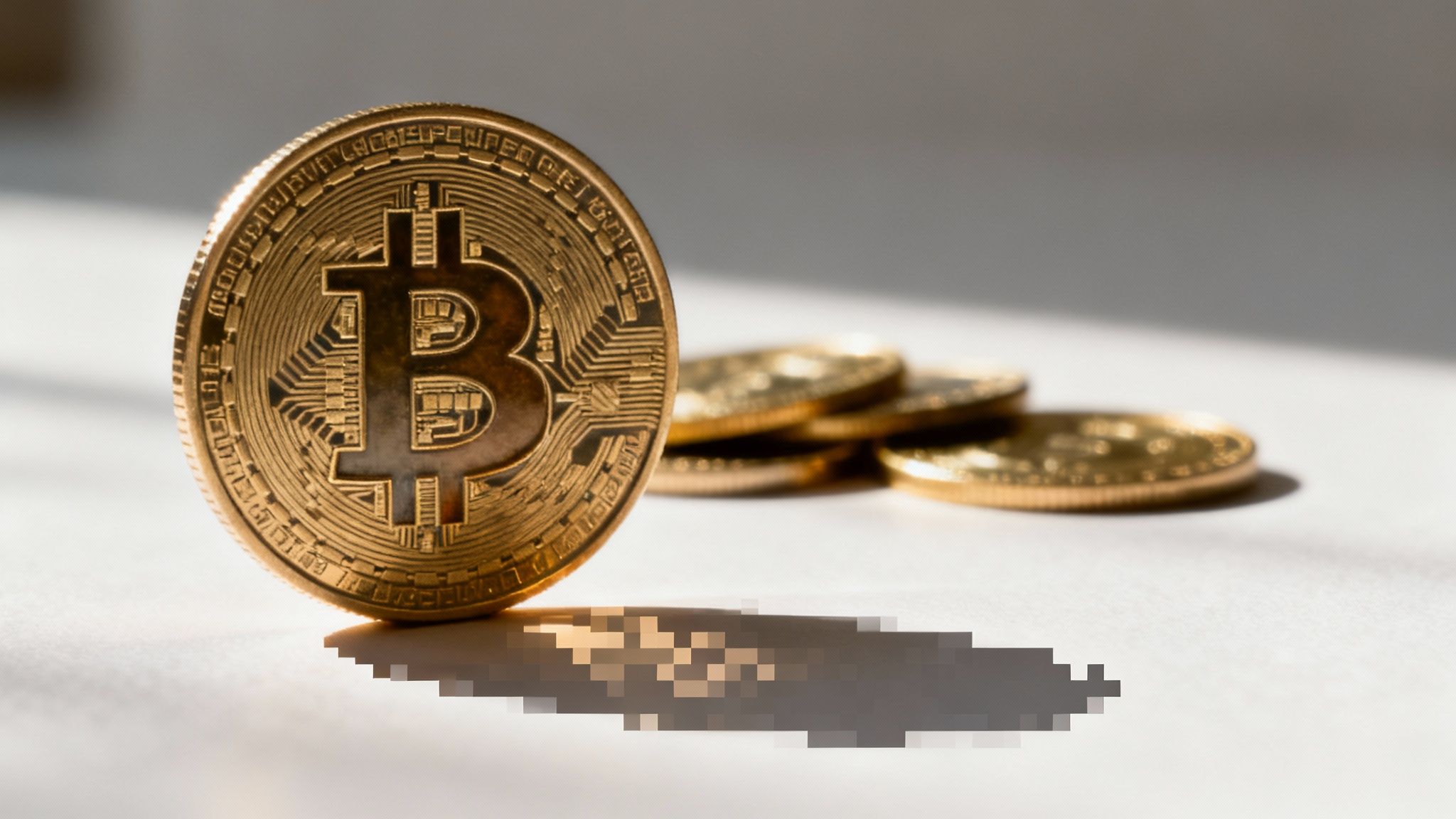 A magnifying glass hovering over a cracked cryptocurrency coin, symbolizing the flaws in market cap.