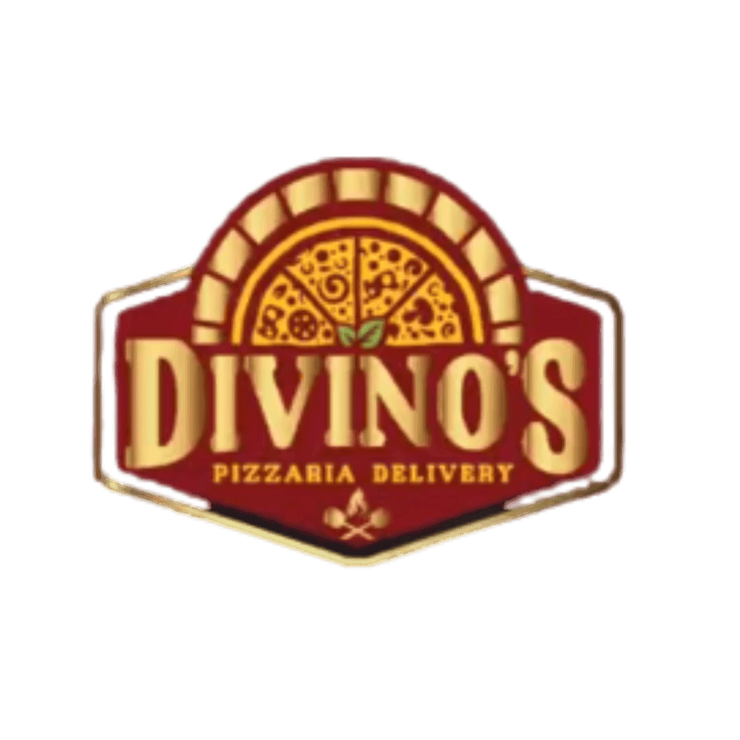 Logotipo da Divinos Pizzaria, representando pizzaria especializada em pizzas artesanais, com identidade visual profissional e foco em qualidade e sabor.