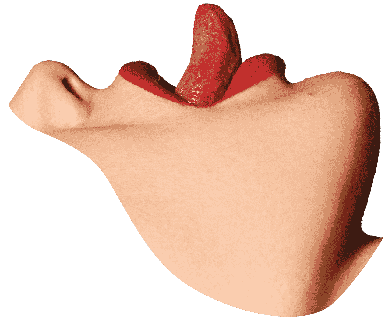 Surreal lips and tongue collage symbolising taste and sensory pleasure — part of Cascara Cabinet’s bold brand visuals.