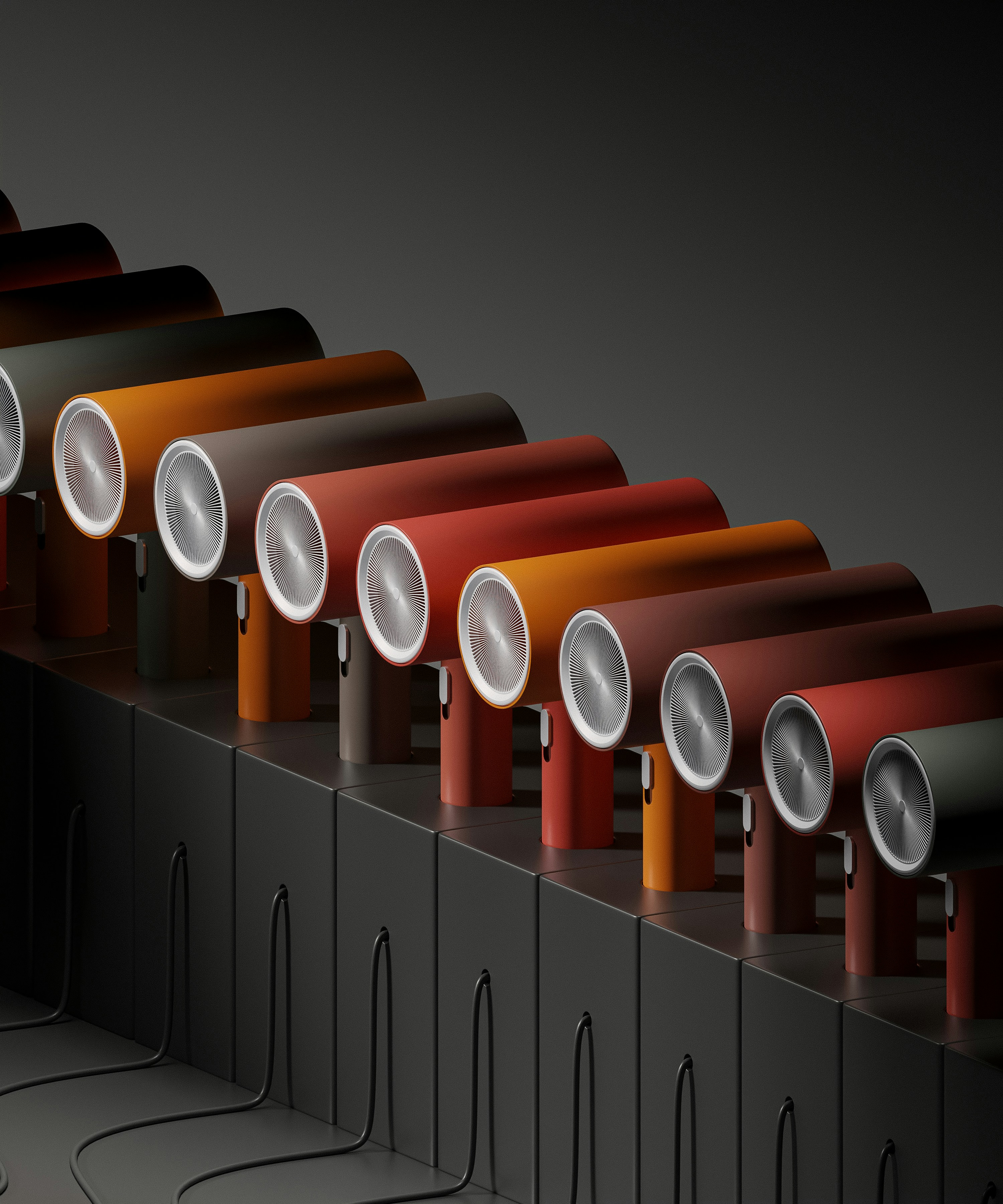 A row of different colored lights next to each other