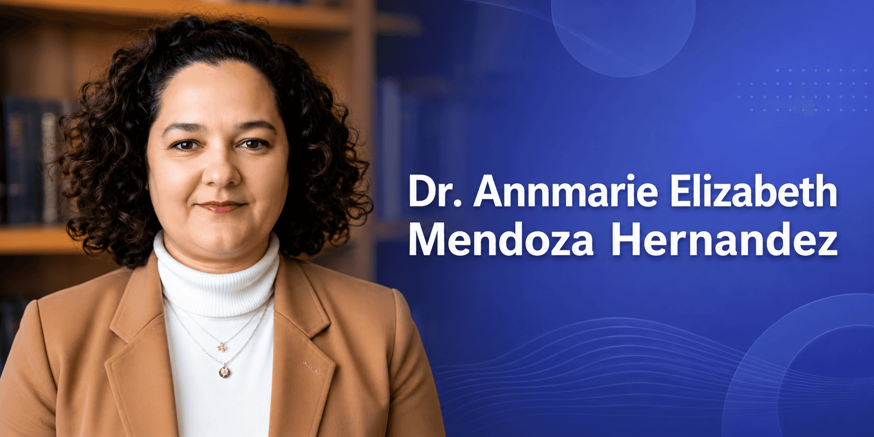 Professional portrait of Dr. Annmarie Elizabeth Mendoza Hernández with name displayed, promoting neurodivergent inclusion and NeuroBridge Learning.