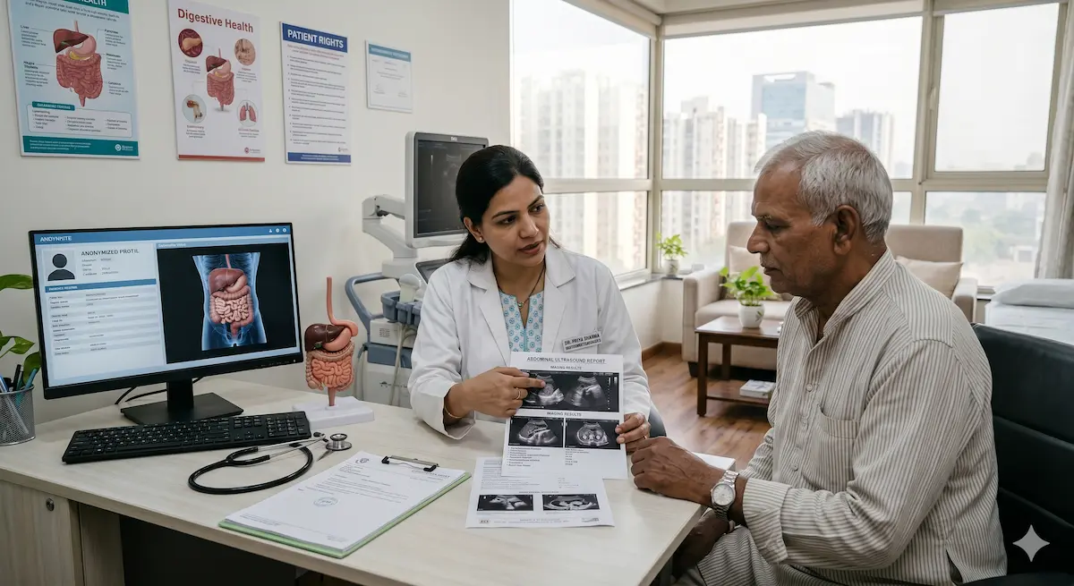 Woman talking to doctor