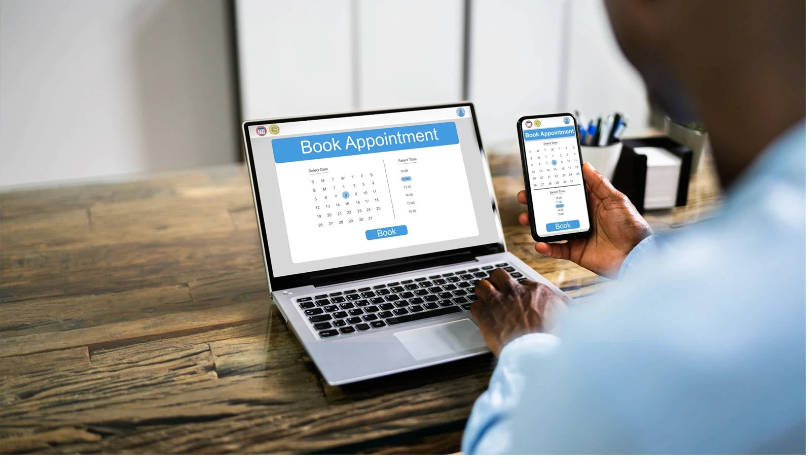 Booking Meeting Appointment On Laptop Computer Online