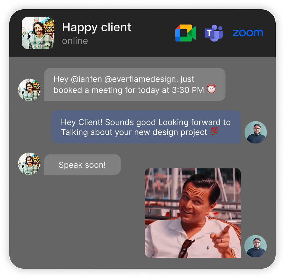 happy client chat screenshot