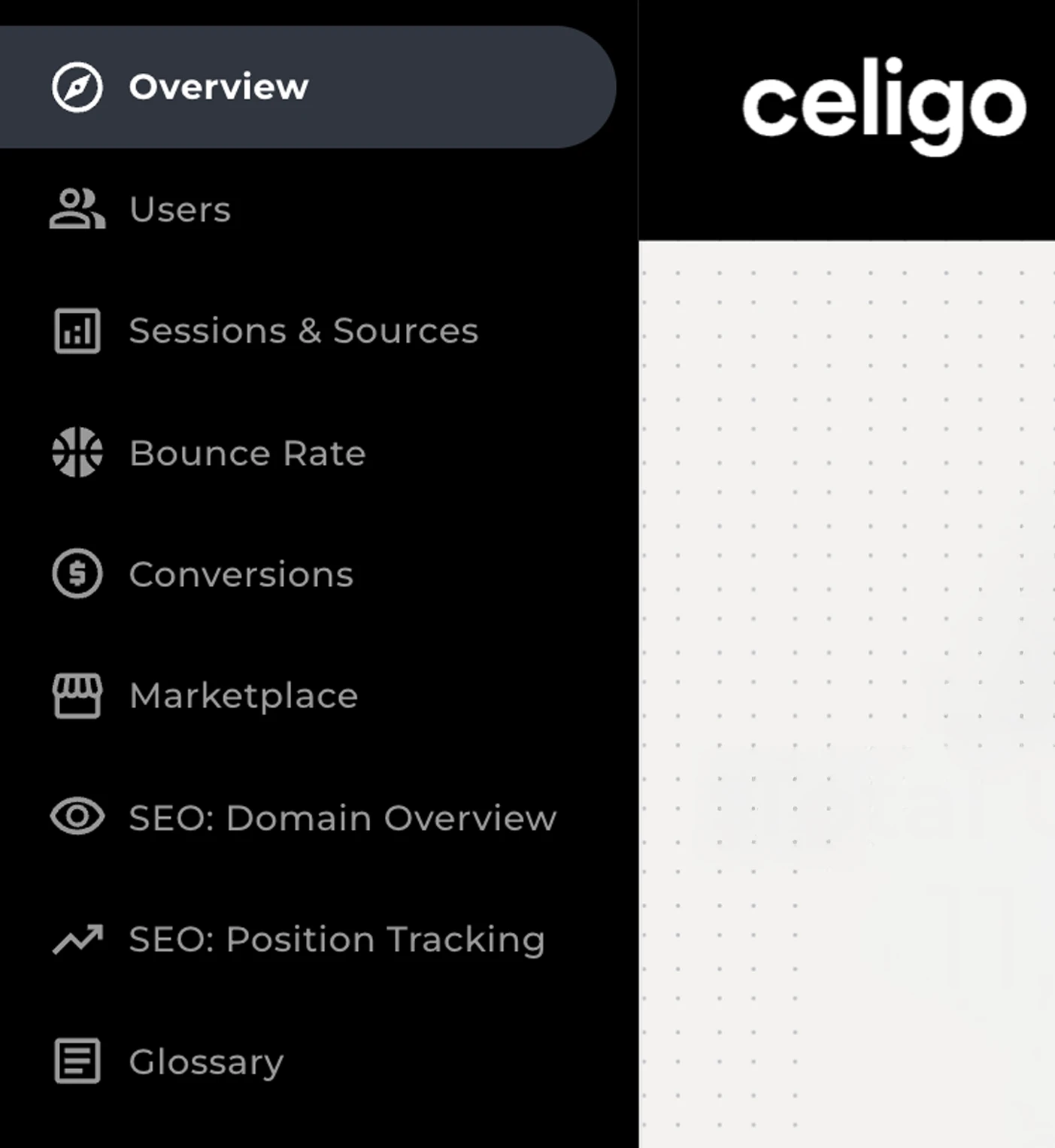 Close up showing the dasboard page navigation