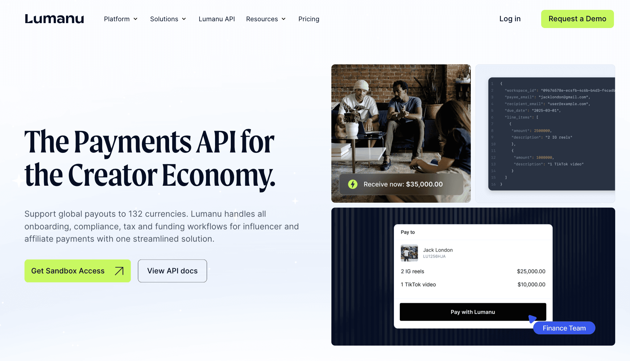 Lumanu creator payments API