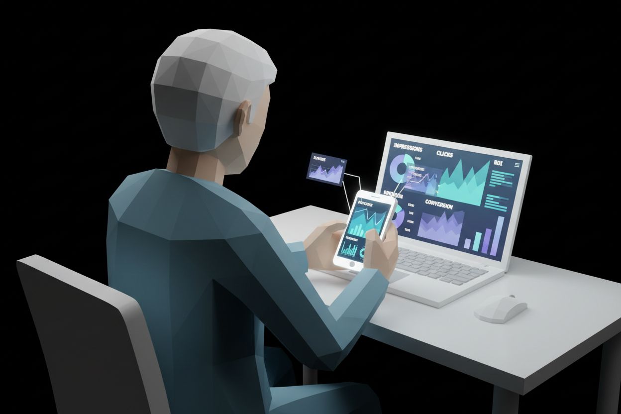 A marketer reviewing content performance dashboards
