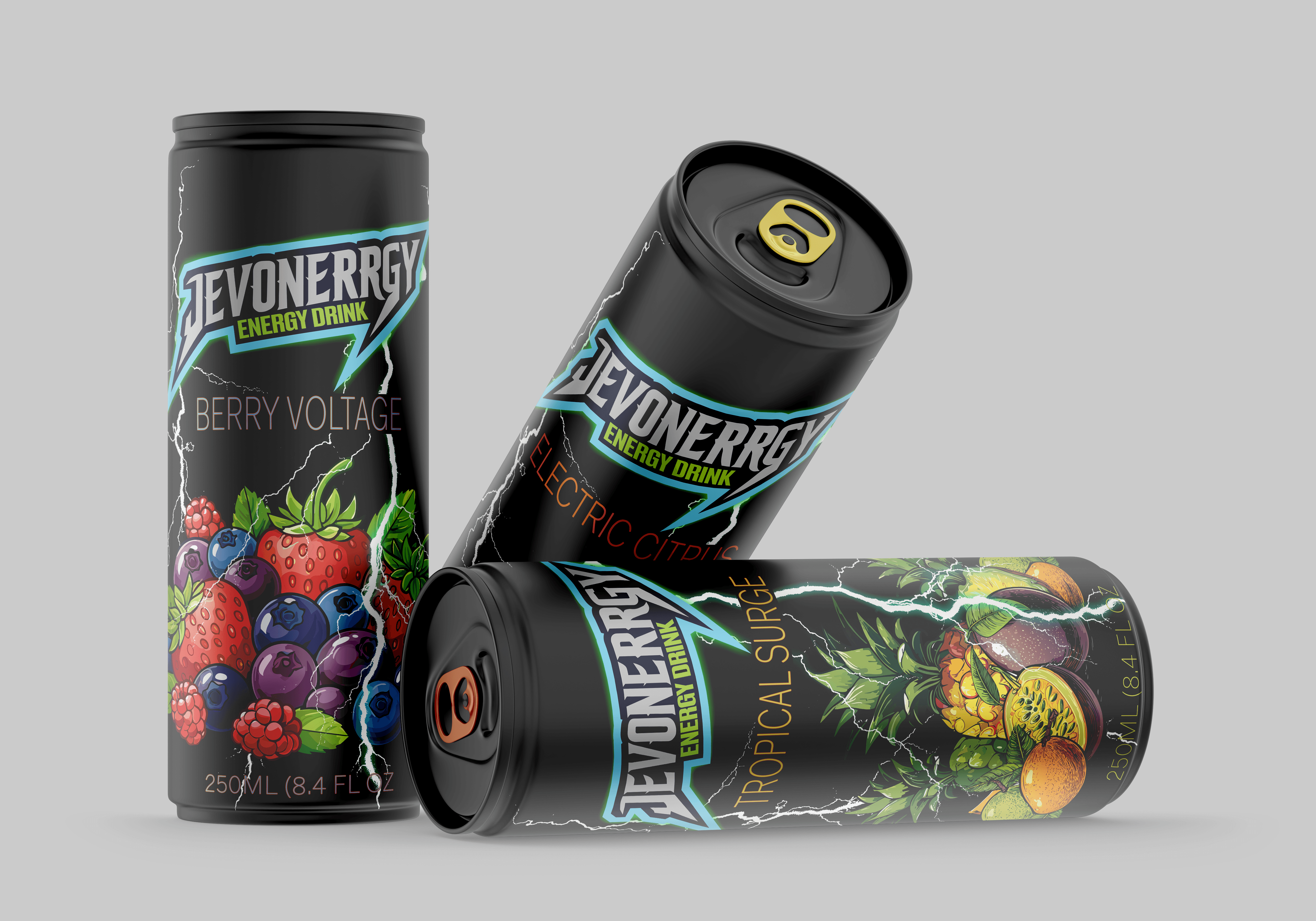 Modern sports supplement packaging tubes with bold typography and color-block design