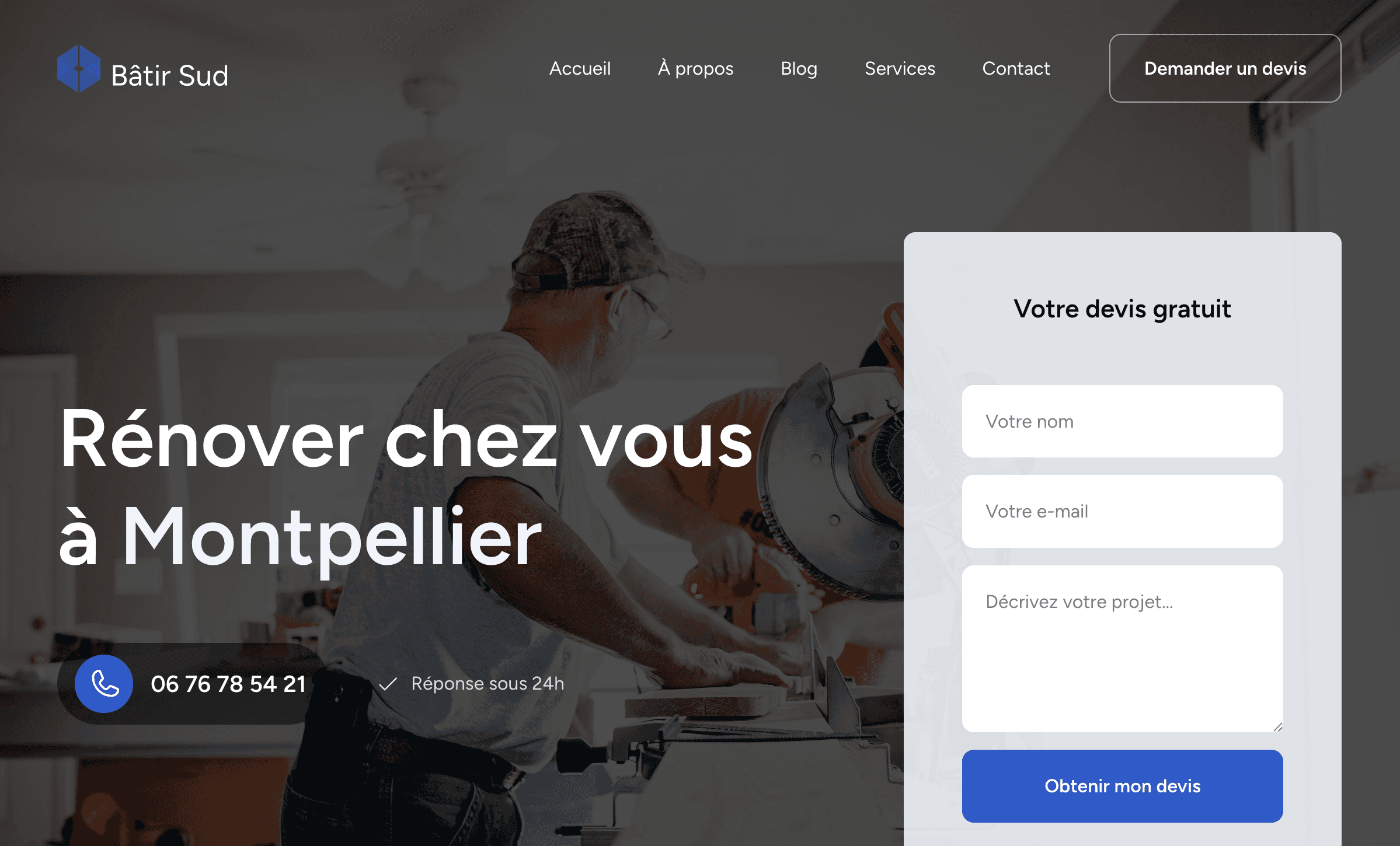 Site vitrine BTP Montpellier – Bâtir Sud