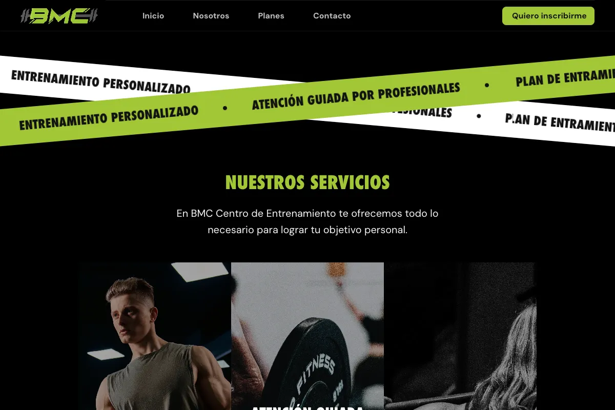 Arvox Studio - Diseño web de BMC Centro de Entrenamiento