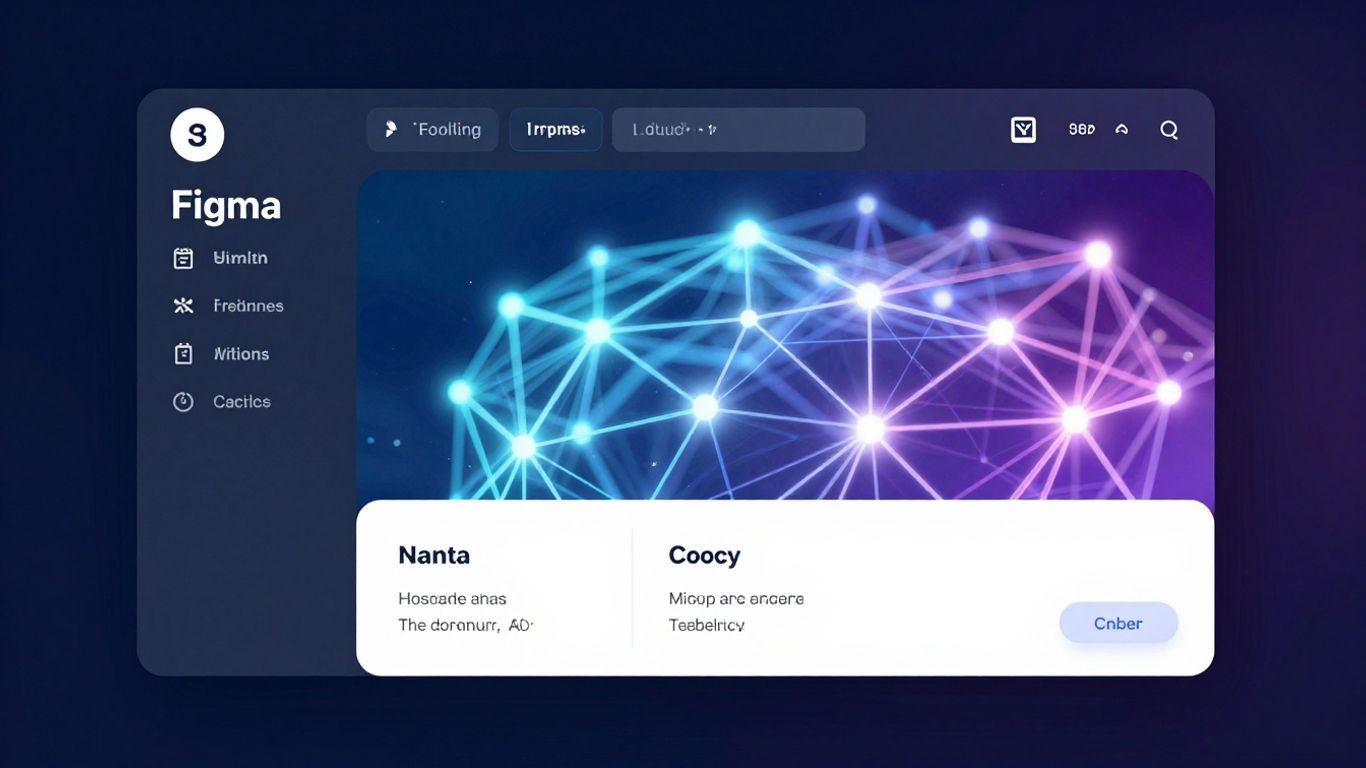 Figma interface with AI neural network patterns.