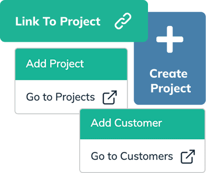 WeQuote interface button for linking quotes and invoices to a specific project