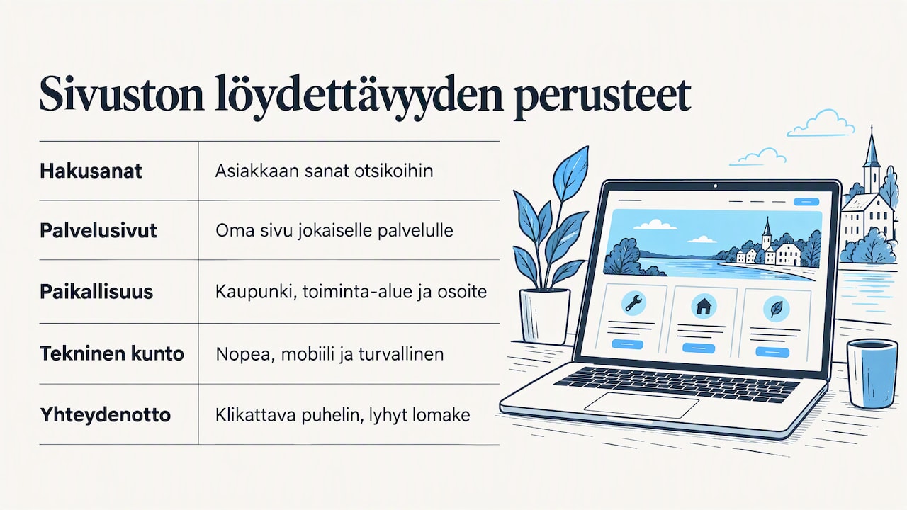 Viisi yrityssivuston löydettävyyden perusasiaa