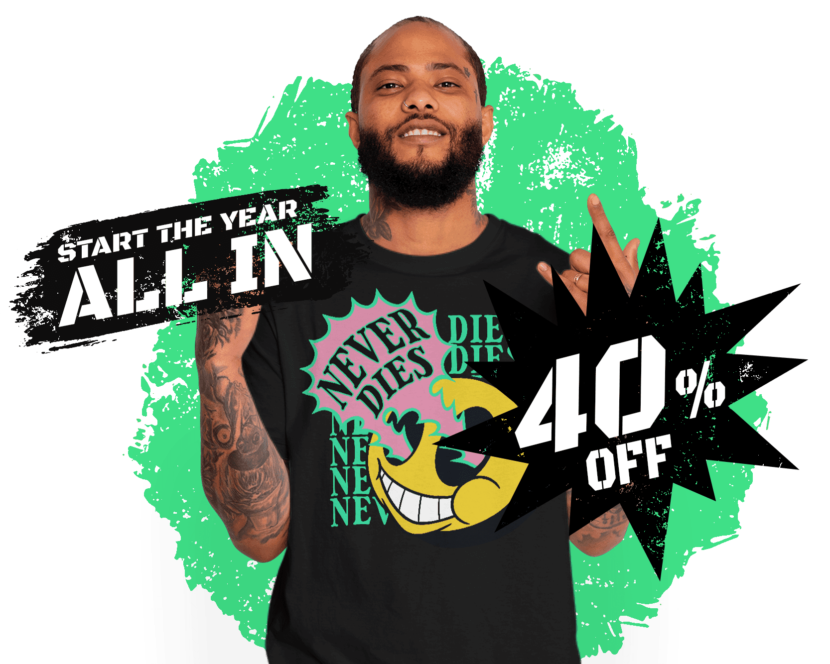 A merch seller watching his sales