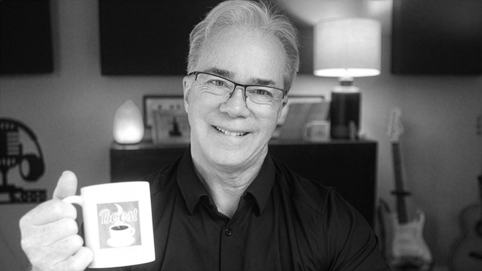Scott with coffee cup