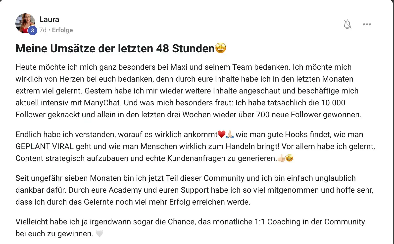 Erfolgsbericht KI Creator Akademie: Laura knackt 10.000 Follower und gewinnt erste Kundenanfragen