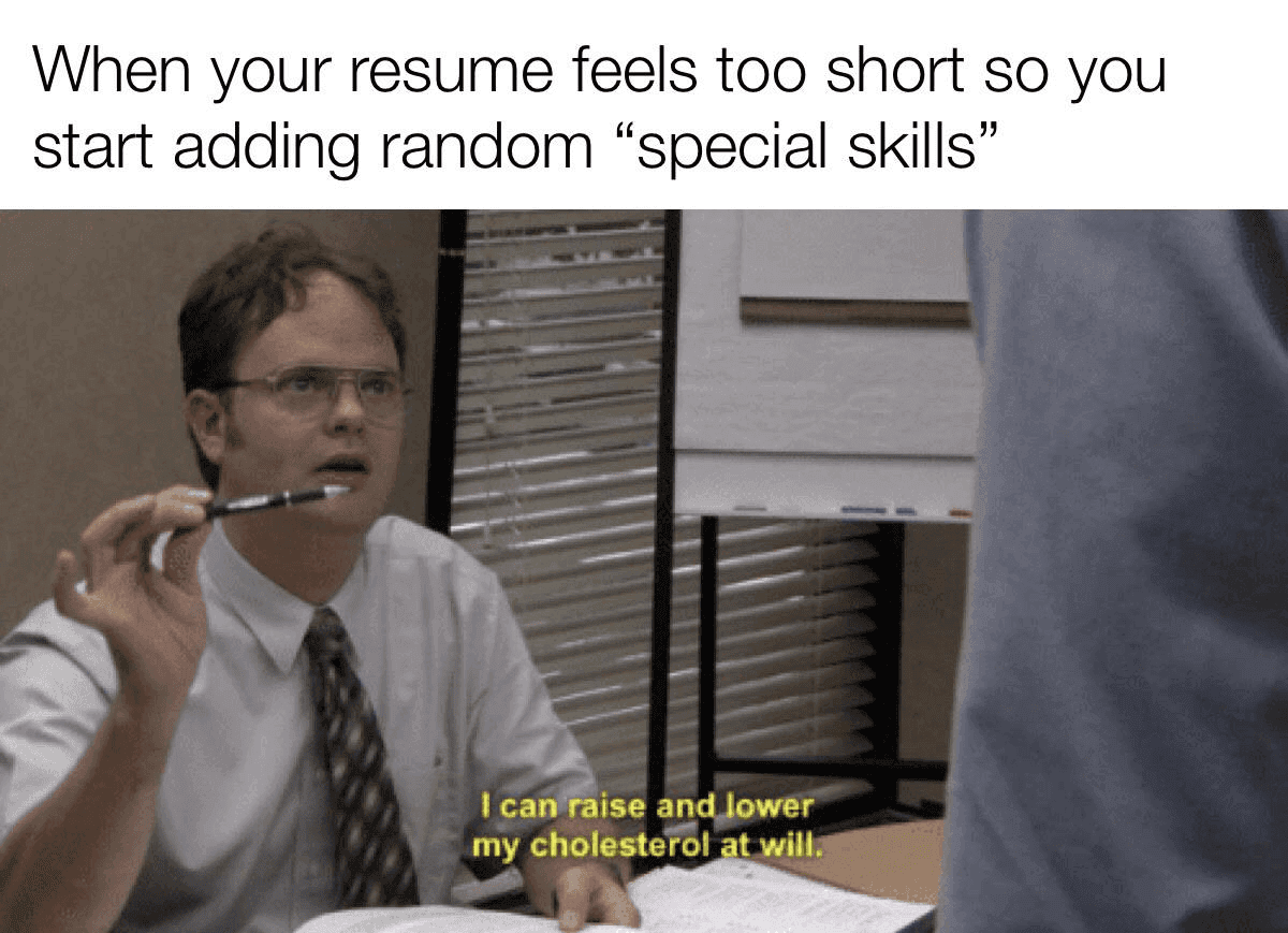 Meme highlighting the funny and unpredictable behavior of job candidates during the hiring process.