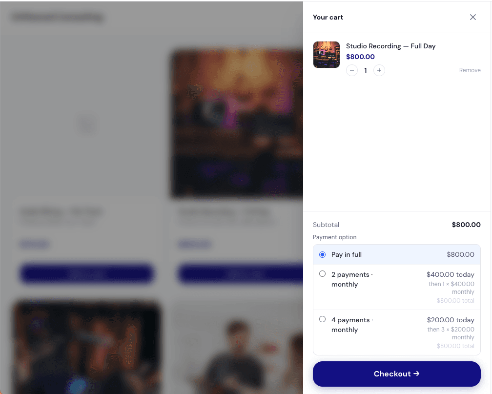 An image of Freelio's budget ui