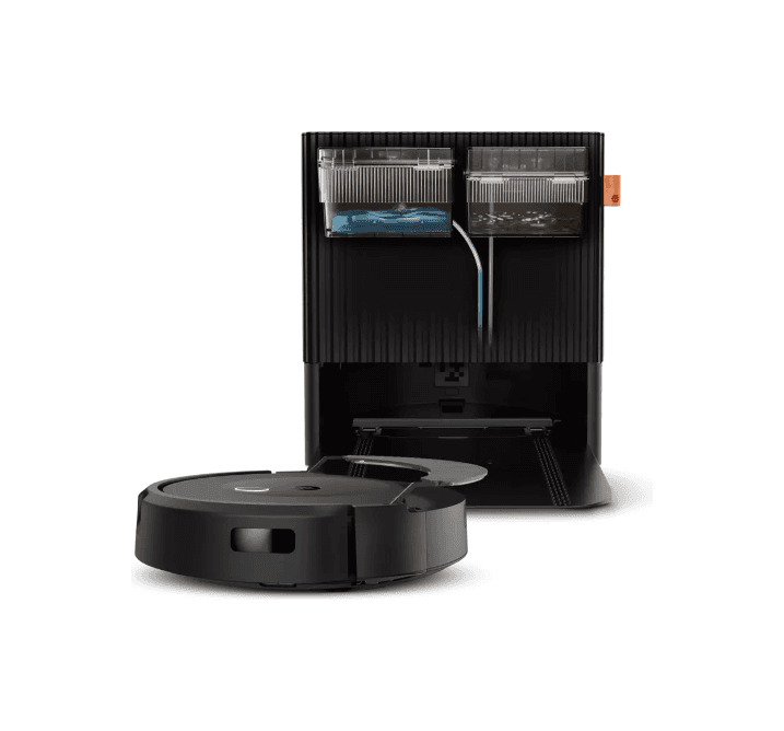 Roomba Combo j10 Max robotstøvsuger med selvtømning og moppefunktion på hvid baggrund