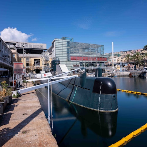 Dock with a view of the Galata Sea Museum and the Nazario Sauro Submarine