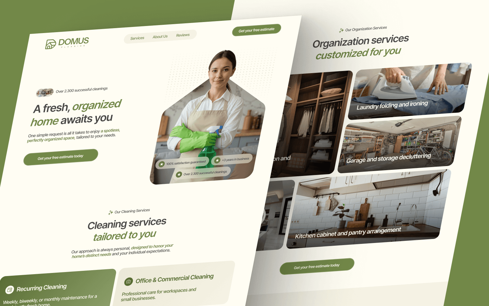 Domus Cleaning website developed by Business by Nath, showcasing cleaning services
