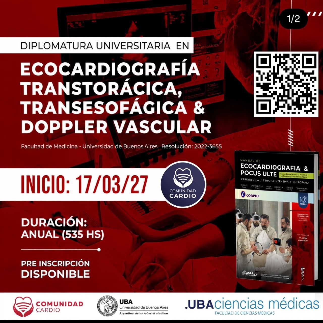 Diplomatura Universitaria en Ecocardiografia Transtoracica, Transesofagica y Doppler Vascular. Inicio 17/03/27