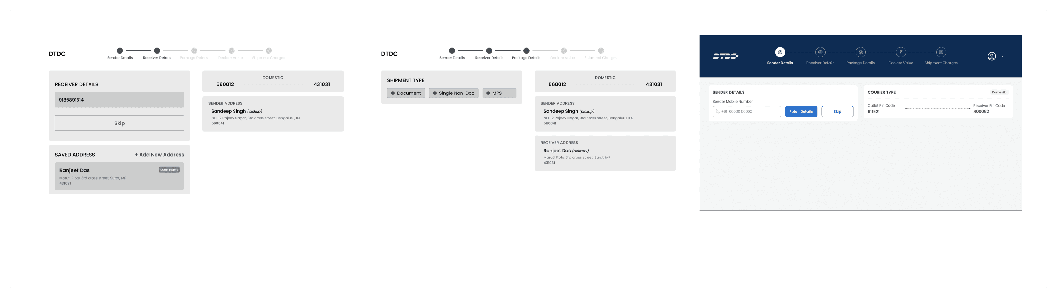 Wireframe of the full-screen booking flow approach