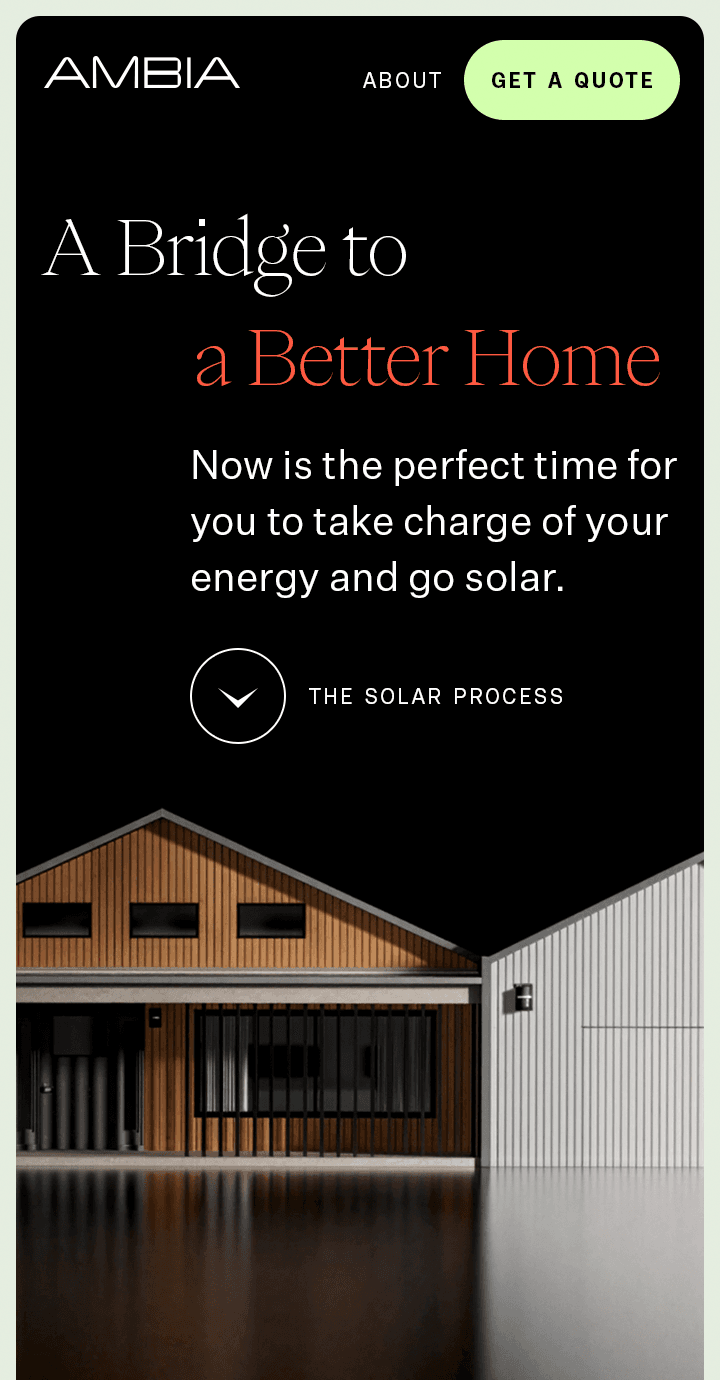 AMBIA Solar Homepage header mobile.