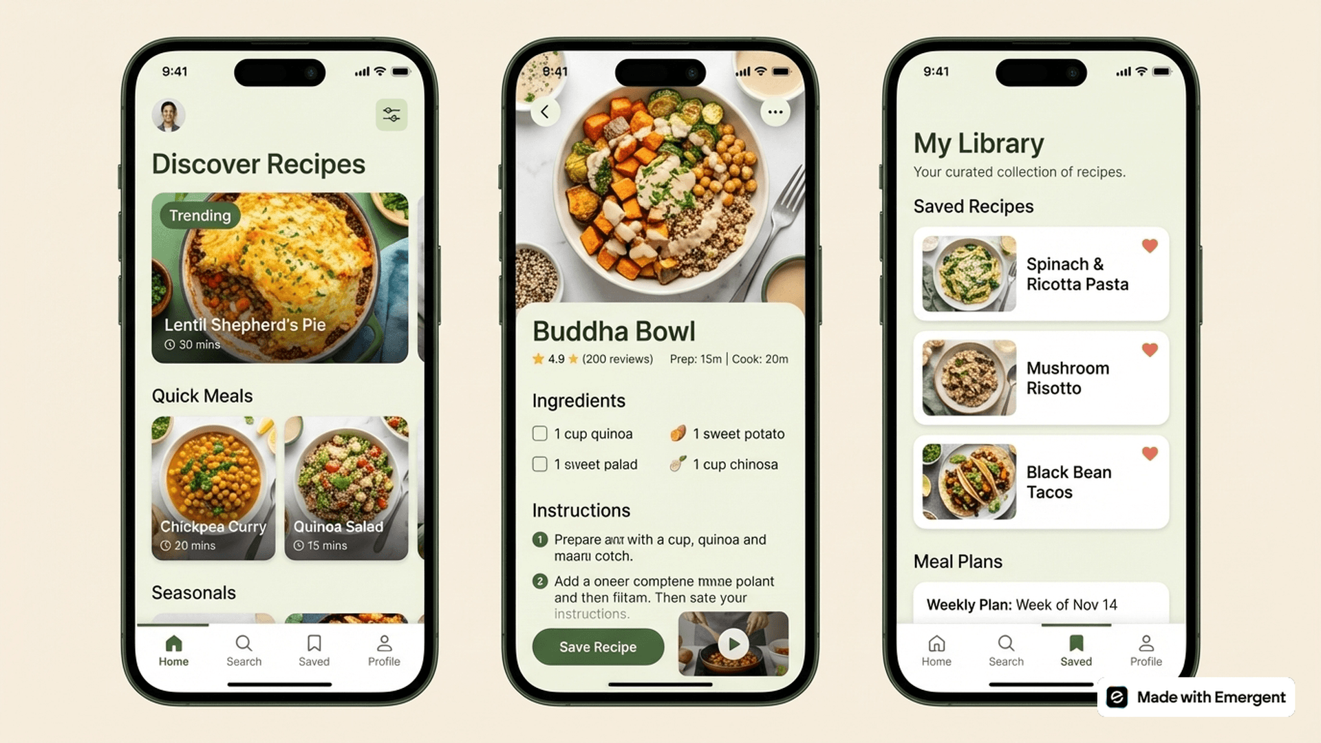 Vegetarian Recipe App Made with Emergent