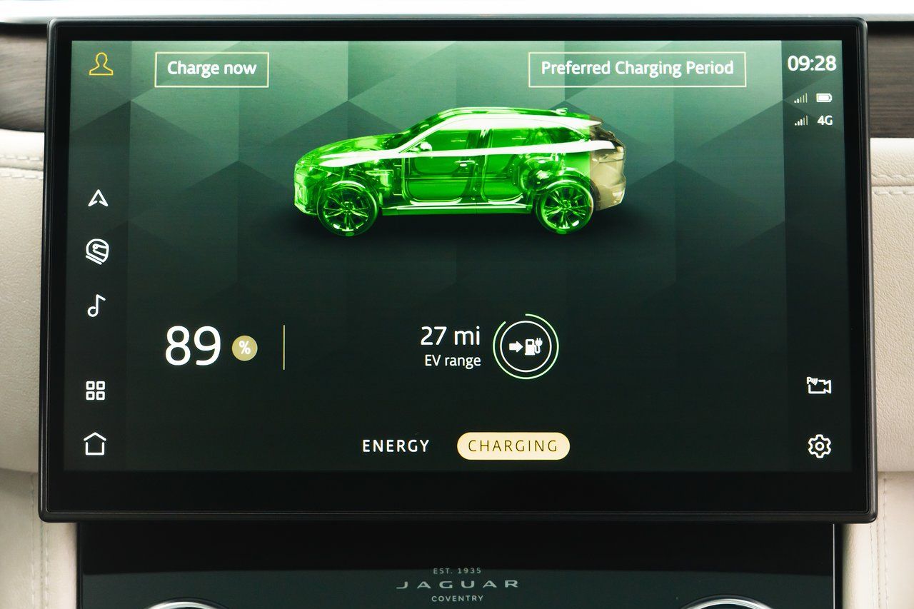 Charging tab on the centre display in a Jaguar cabin